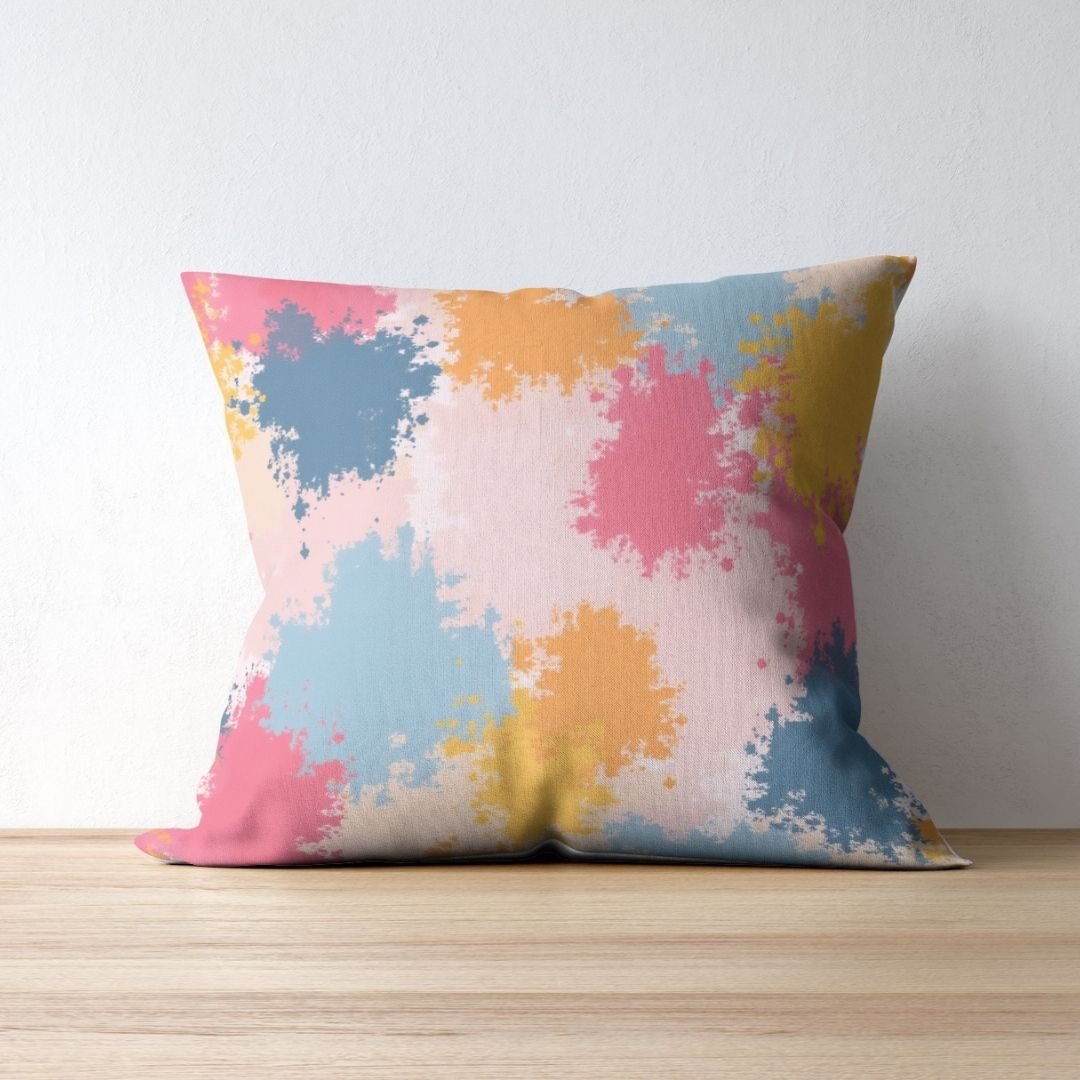 Cushion Cover - Colorful Abstract Paint Splatter - Pillow - Ever colorful