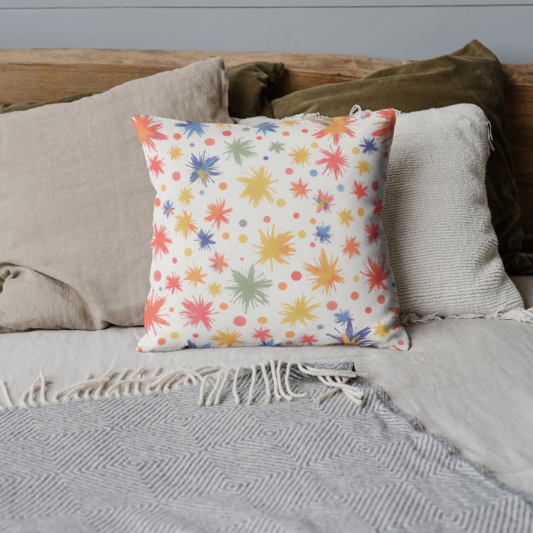 Cushion Cover - Colorful Abstract Star Burst - Pillow - Ever colorful