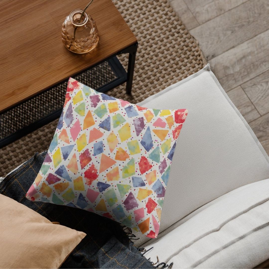 Cushion Cover - Colorful Geometric Shape Abstractions - Pillow - Ever colorful