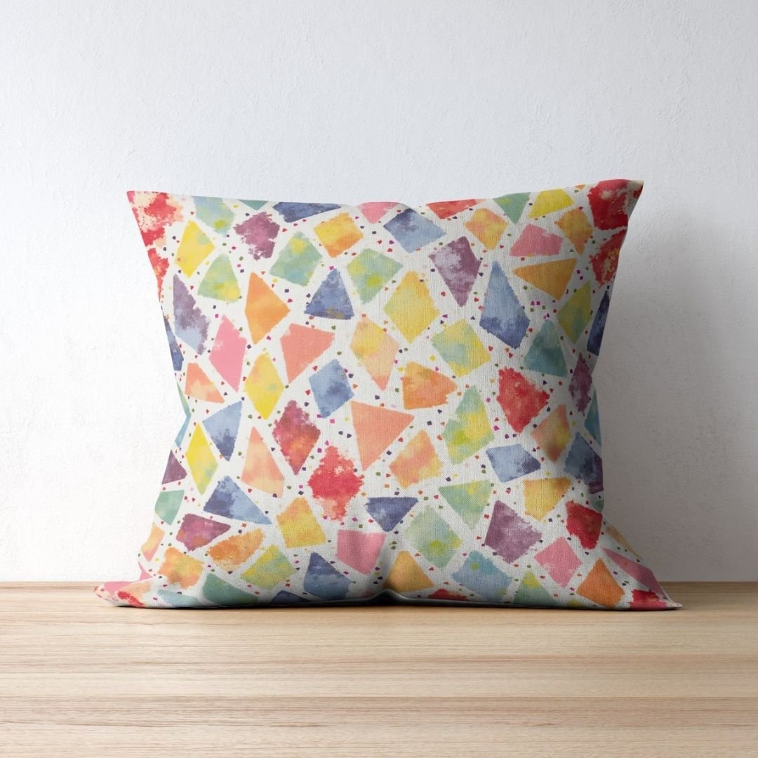 Cushion Cover - Colorful Geometric Shape Abstractions - Pillow - Ever colorful