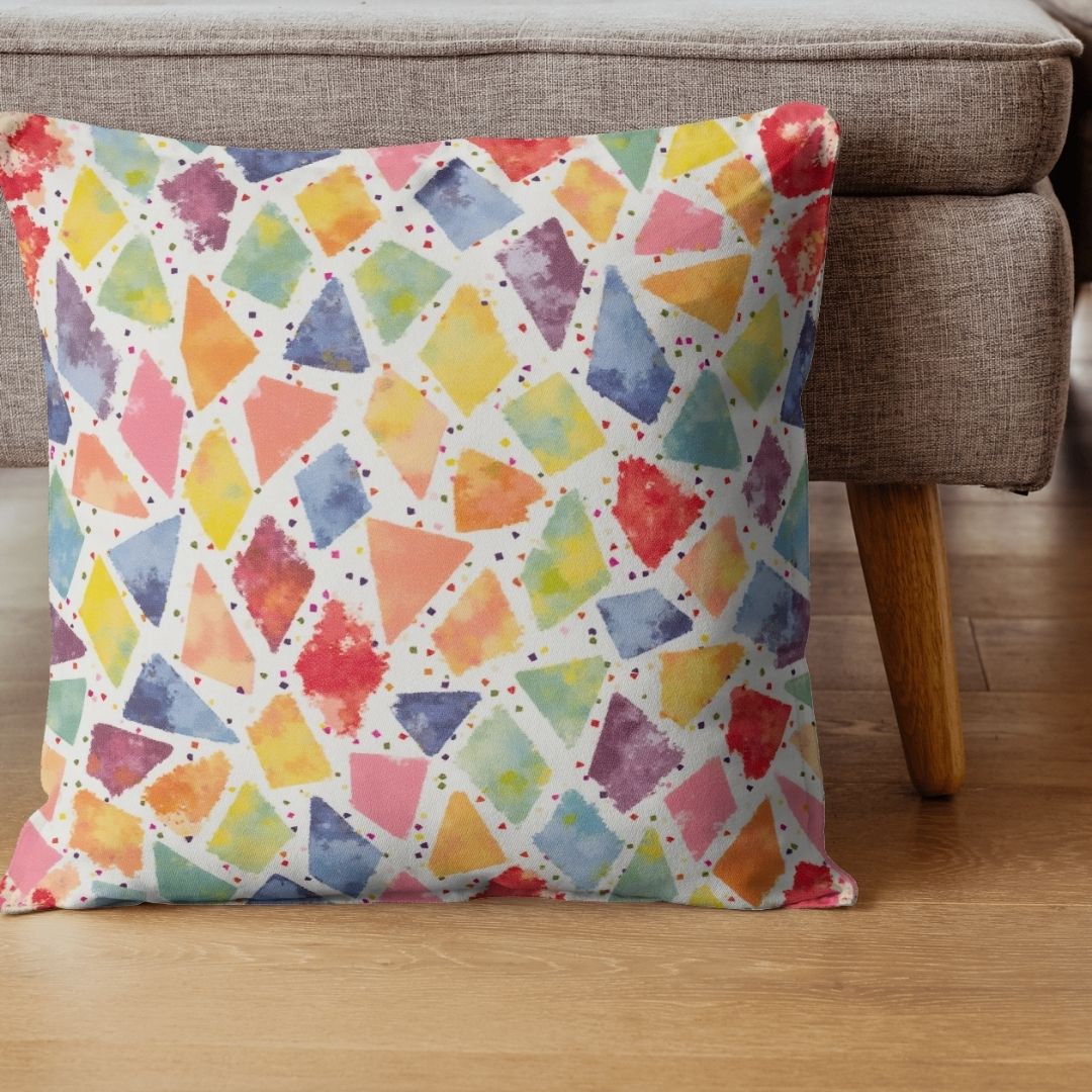 Cushion Cover - Colorful Geometric Shape Abstractions - Pillow - Ever colorful