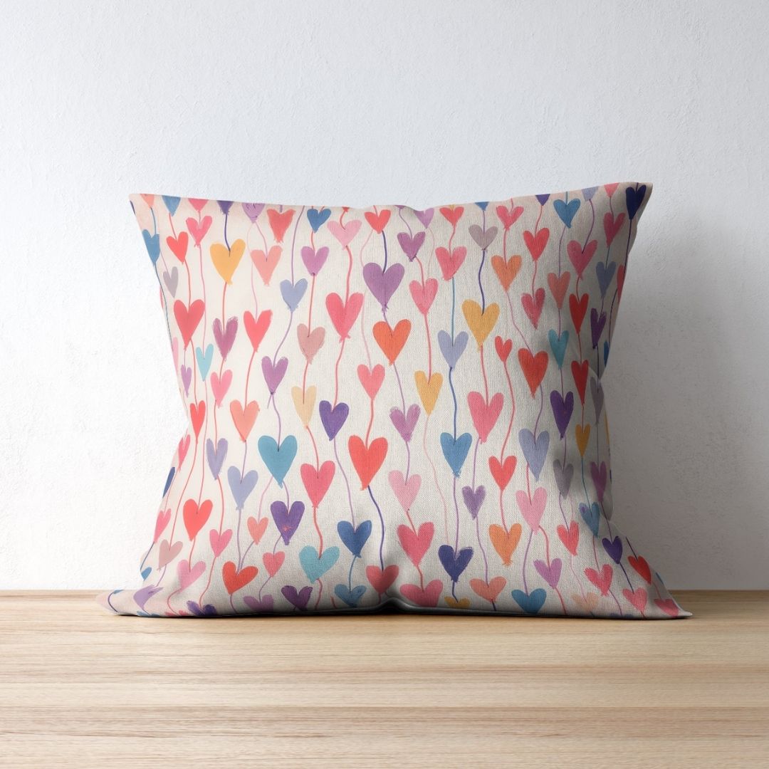 Cushion Cover - Colorful Heart Balloons Pattern - Pillow - Ever colorful