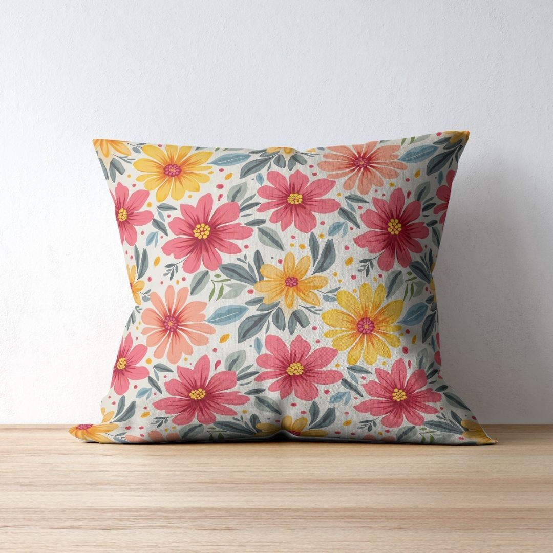 Cushion Cover - Colorful Nature Flower Pattern - Pillow - Ever colorful