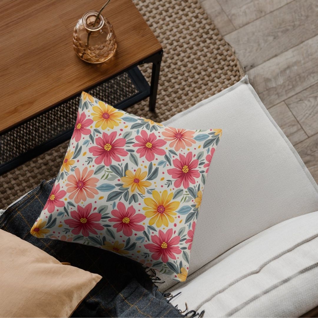 Cushion Cover - Colorful Nature Flower Pattern - Pillow - Ever colorful