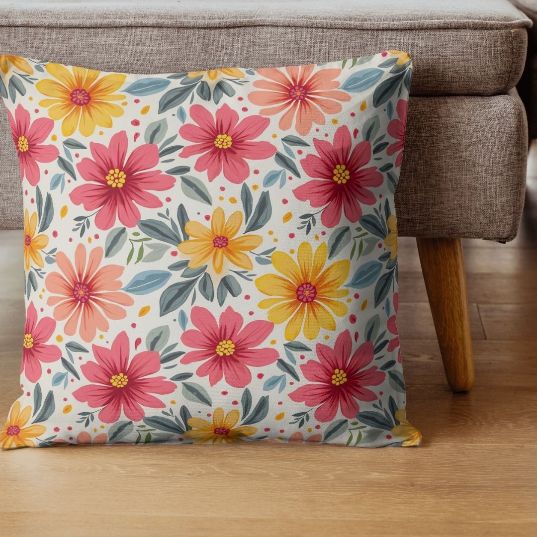 Cushion Cover - Colorful Nature Flower Pattern - Pillow - Ever colorful