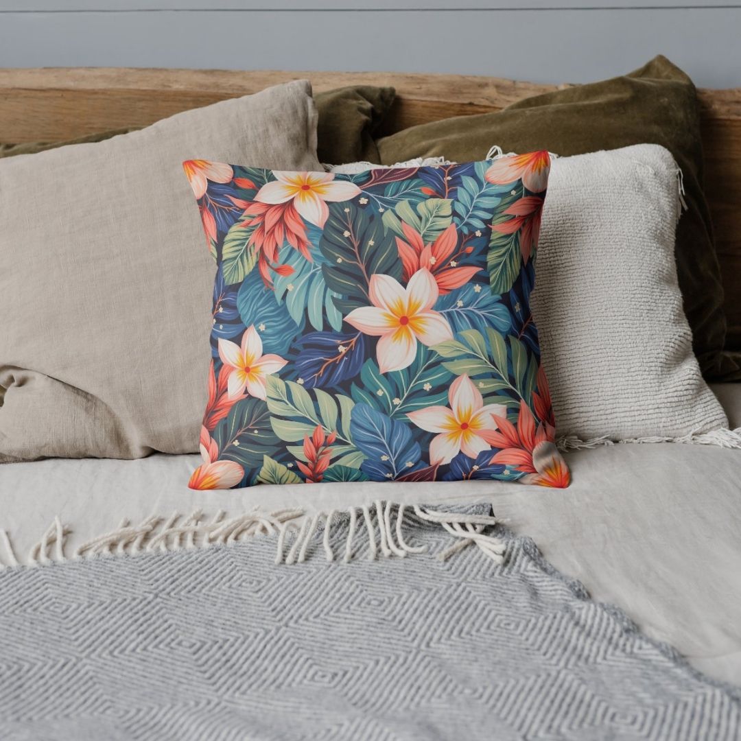 Cushion Cover - Exotic Tropical Floral Style - Pillow - Ever colorful