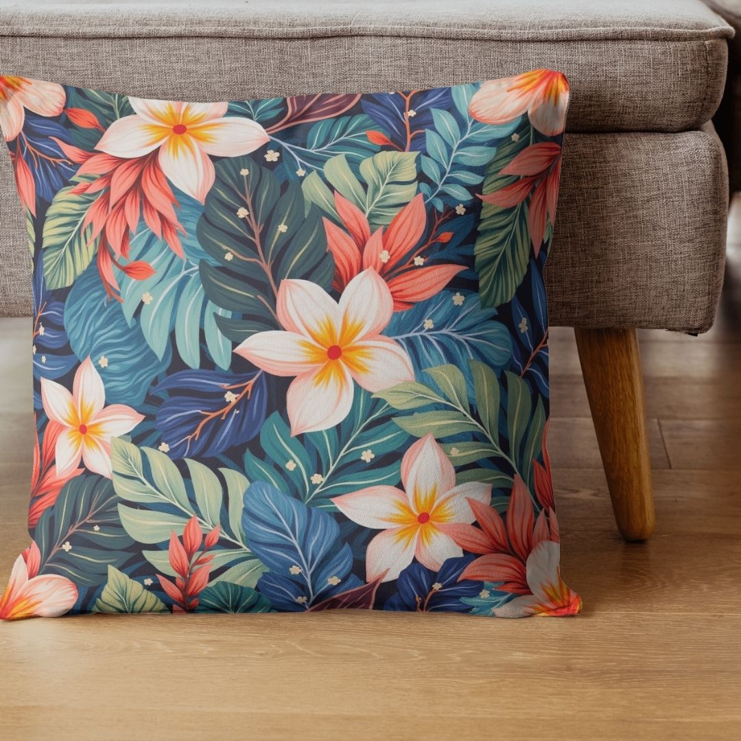 Cushion Cover - Exotic Tropical Floral Style - Pillow - Ever colorful