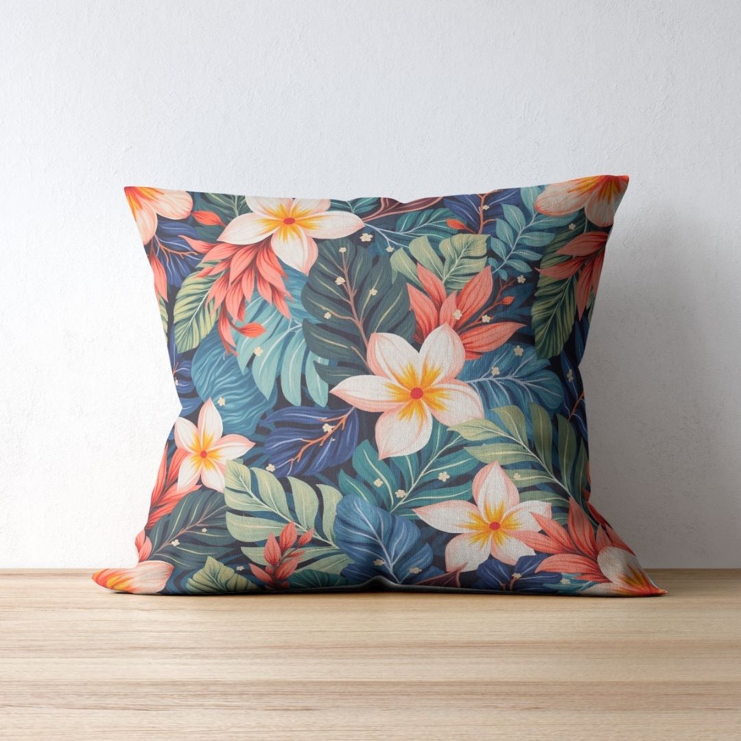 Cushion Cover - Exotic Tropical Floral Style - Pillow - Ever colorful