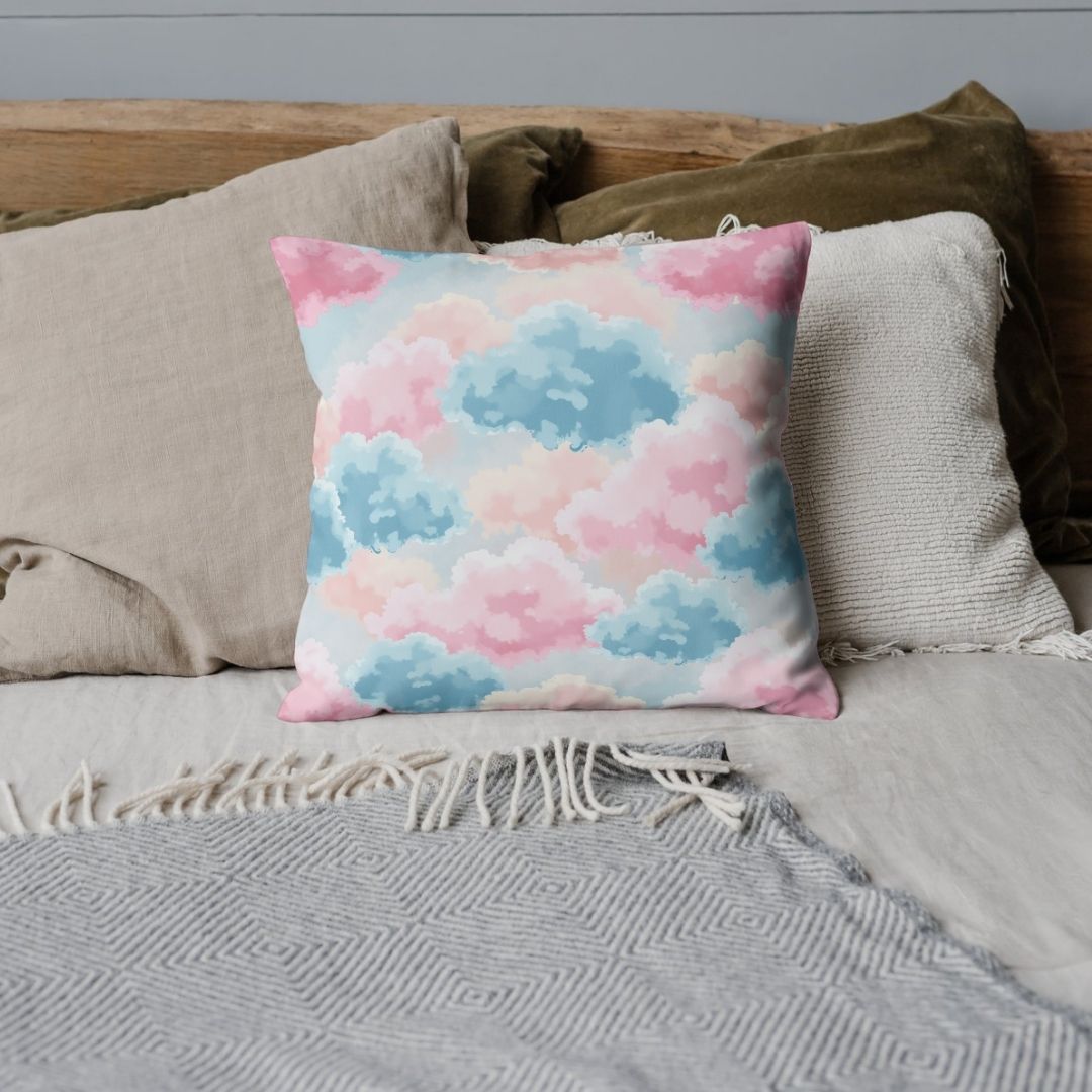 Cushion Cover - Pastel Pink Cloud Pattern - Pillow - Ever colorful