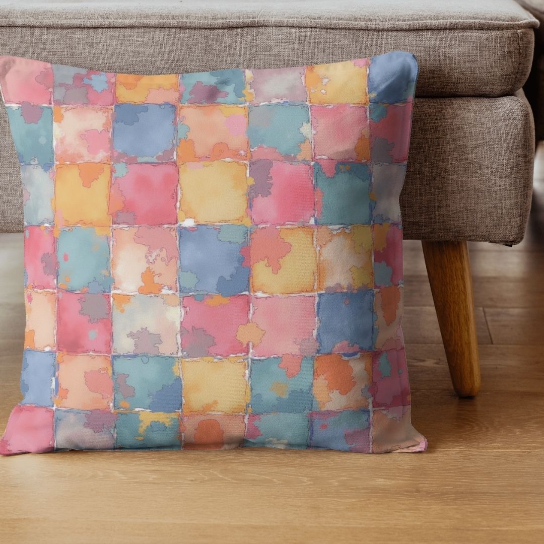 Cushion Cover - Pastel Watercolor Checker Pattern - Pillow - Ever colorful