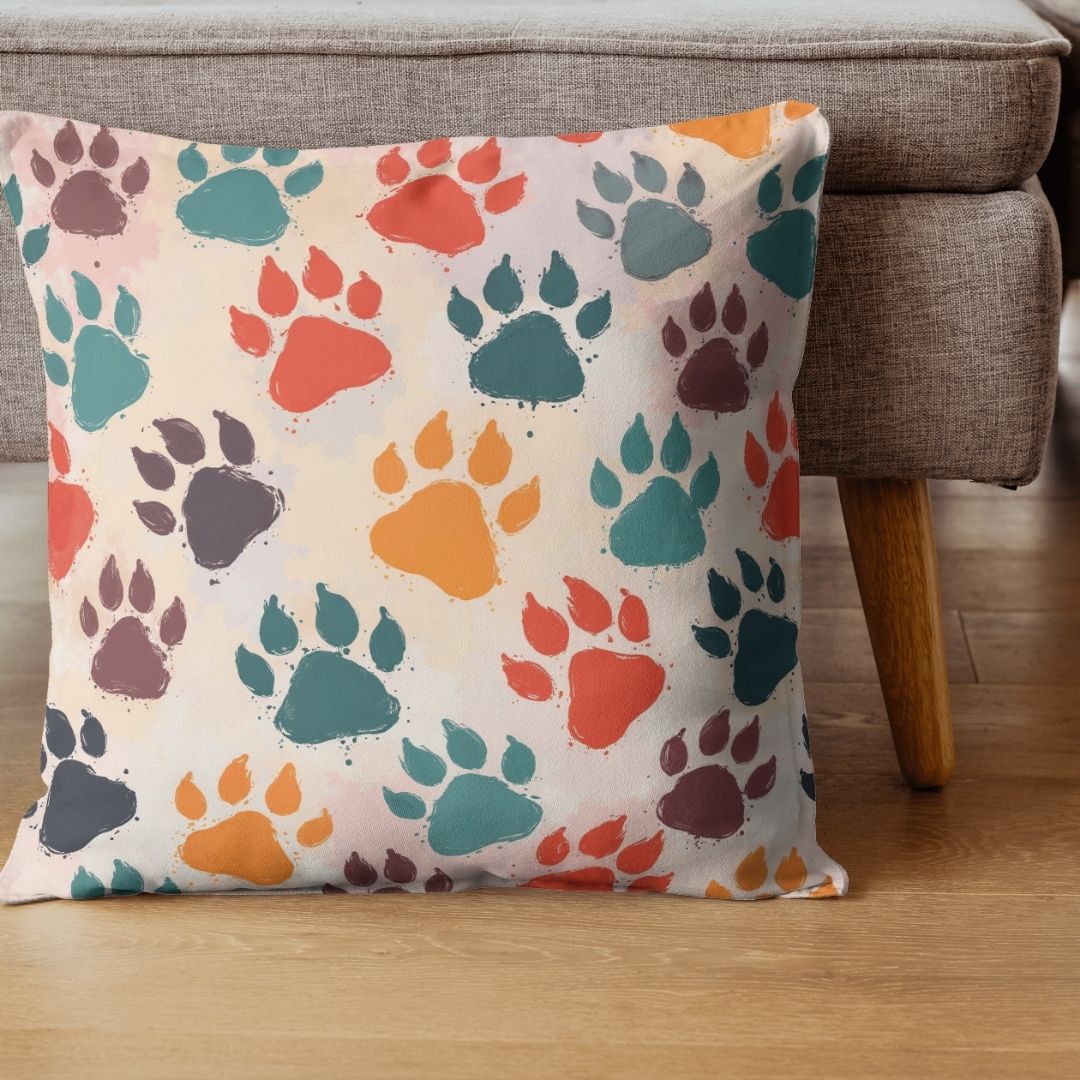 Cushion Cover - Pet - Themed Playful Paws - Pillow - Ever colorful