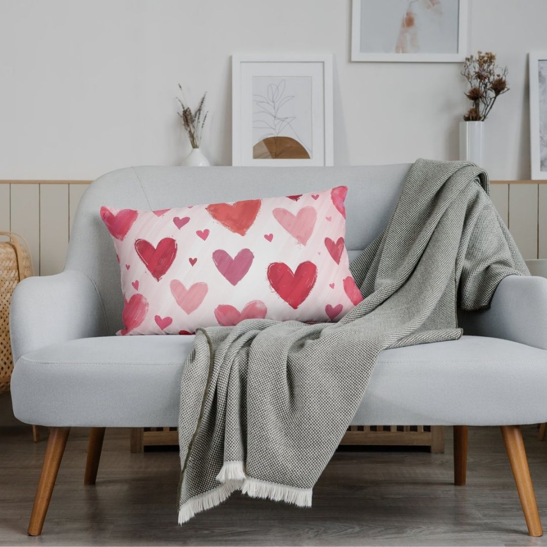 Cushion Cover - Pink Valentines Day Hearts - Pillow - Ever colorful