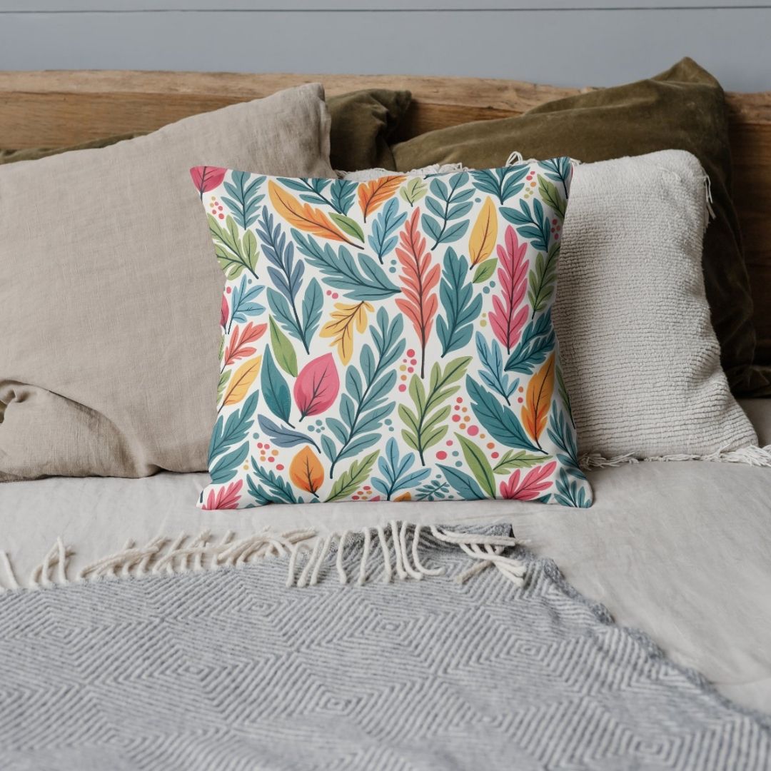 Cushion Cover - Retro Botanical Fern Leaf - Pillow - Ever colorful