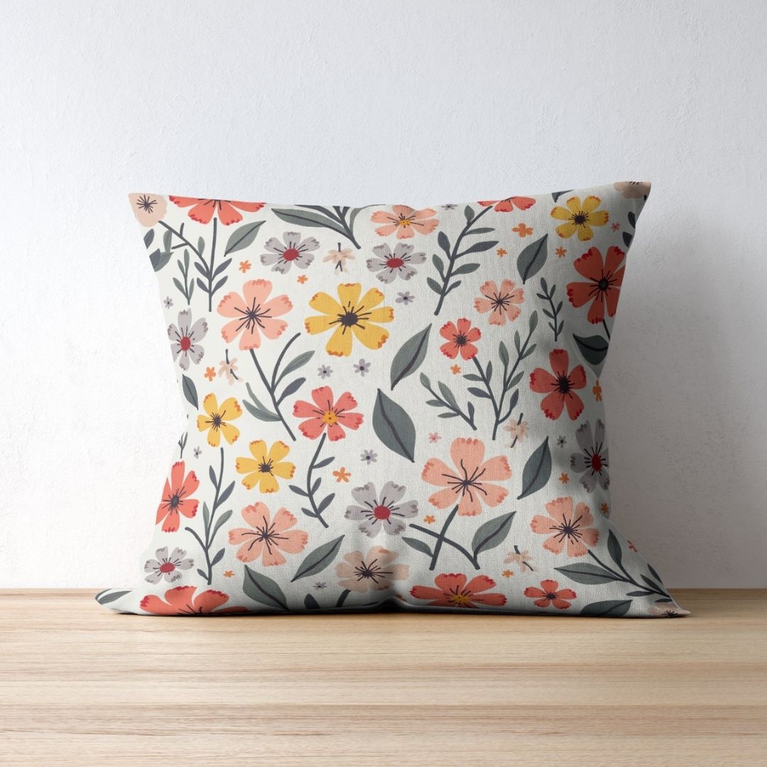 Cushion Cover - Small Ditsy Retro Flowers - Pillow - Ever colorful