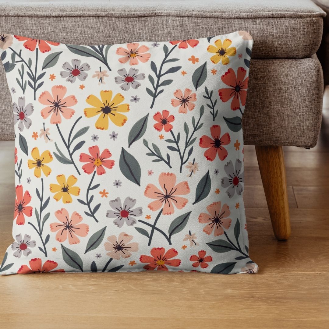 Cushion Cover - Small Ditsy Retro Flowers - Pillow - Ever colorful