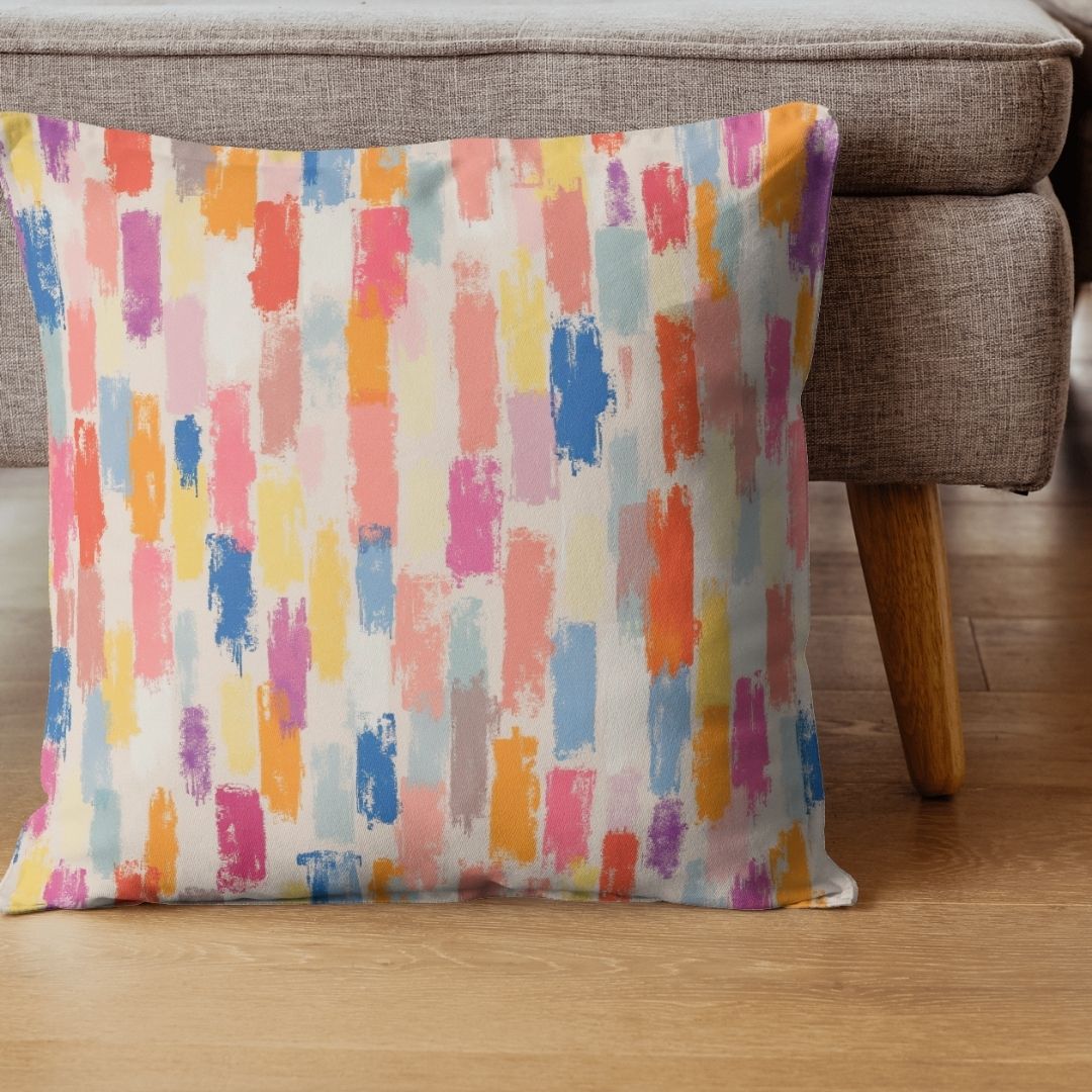 Cushion Cover - Textured Impasto Line Brushstrokes - Pillow - Ever colorful