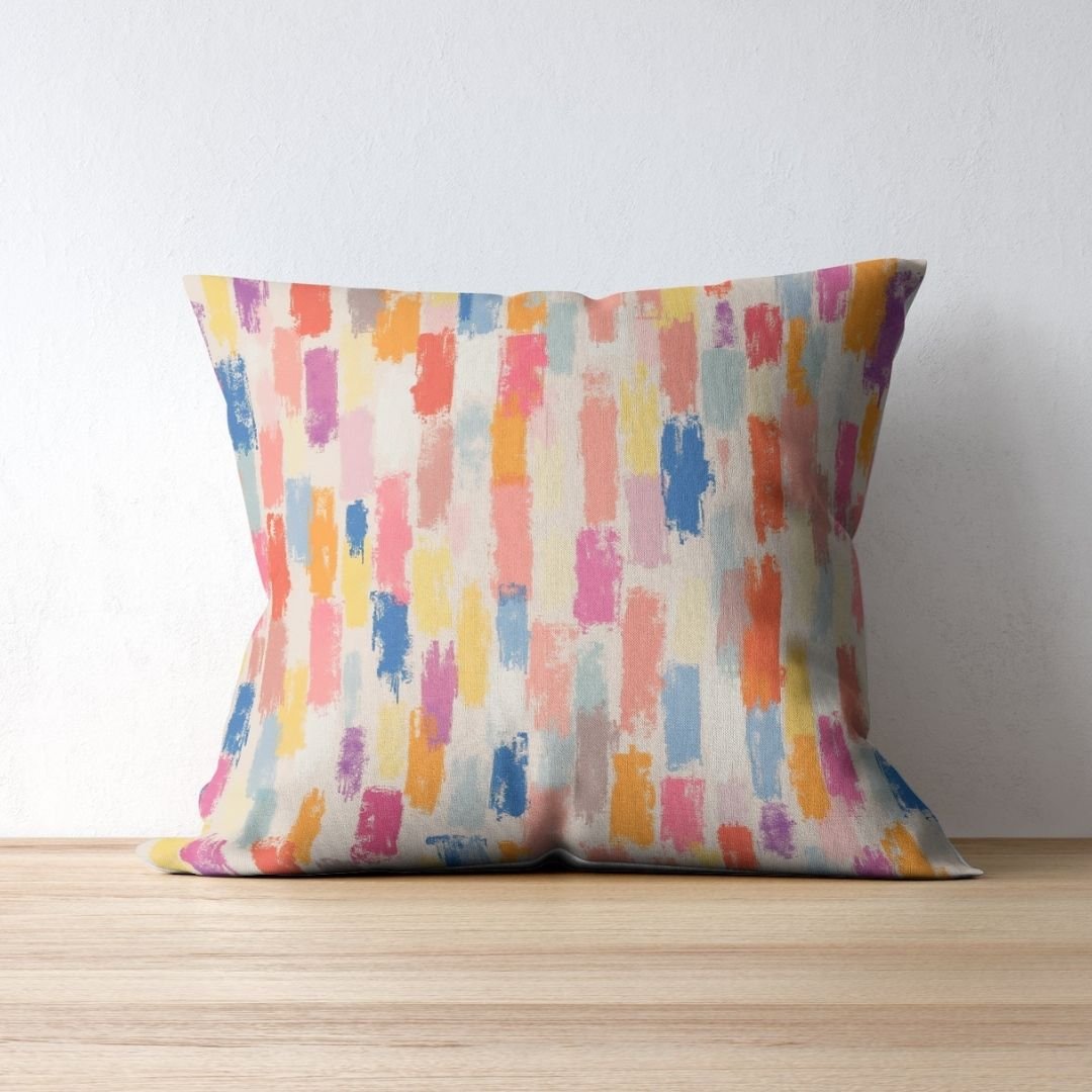 Cushion Cover - Textured Impasto Line Brushstrokes - Pillow - Ever colorful