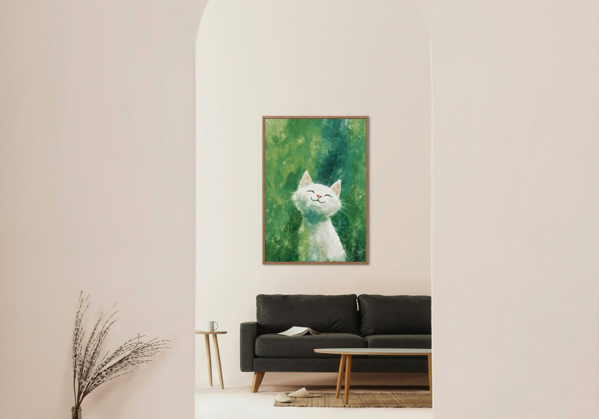 Dreamy white kitten portrait - Art print - Poster - Ever colorful