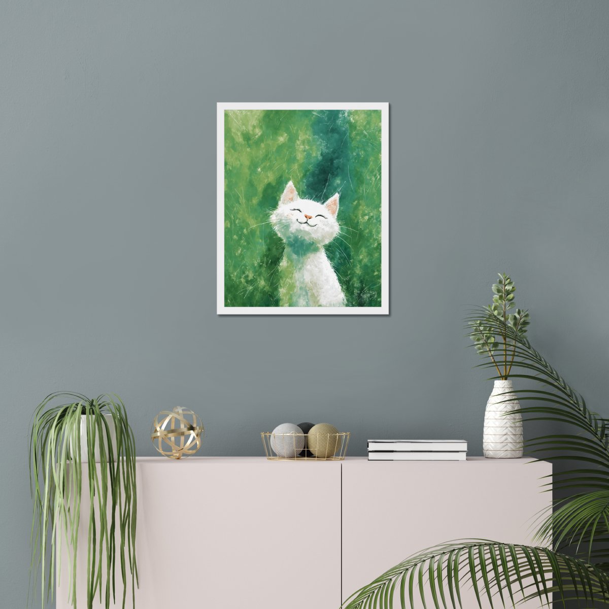 Dreamy white kitten portrait - Art print - Poster - Ever colorful