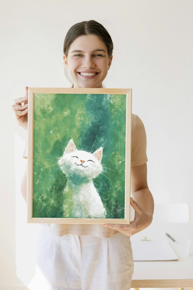 Dreamy white kitten portrait - Art print - Poster - Ever colorful