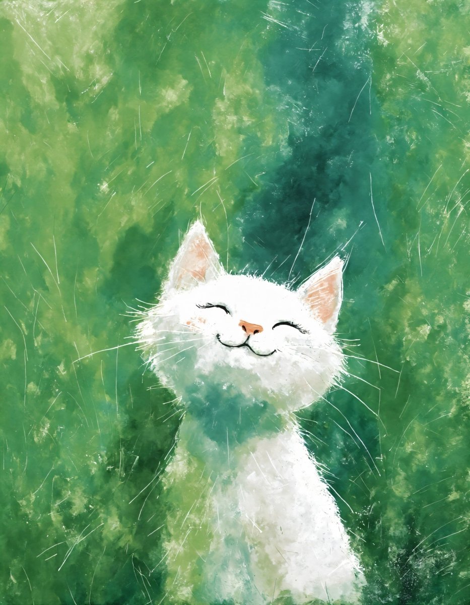 Dreamy white kitten portrait - Art print - Poster - Ever colorful