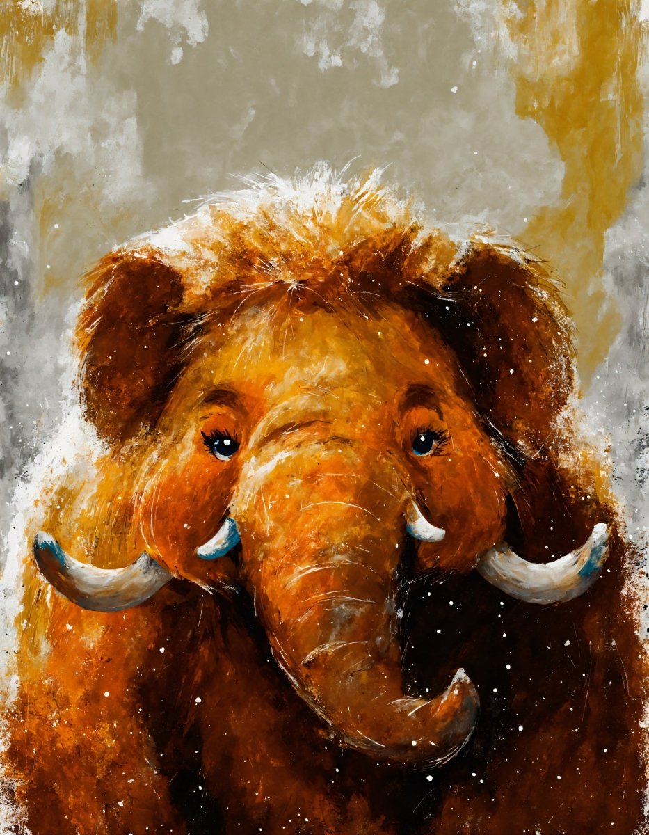 Fierce mammoth portrait - Art print - Poster - Ever colorful