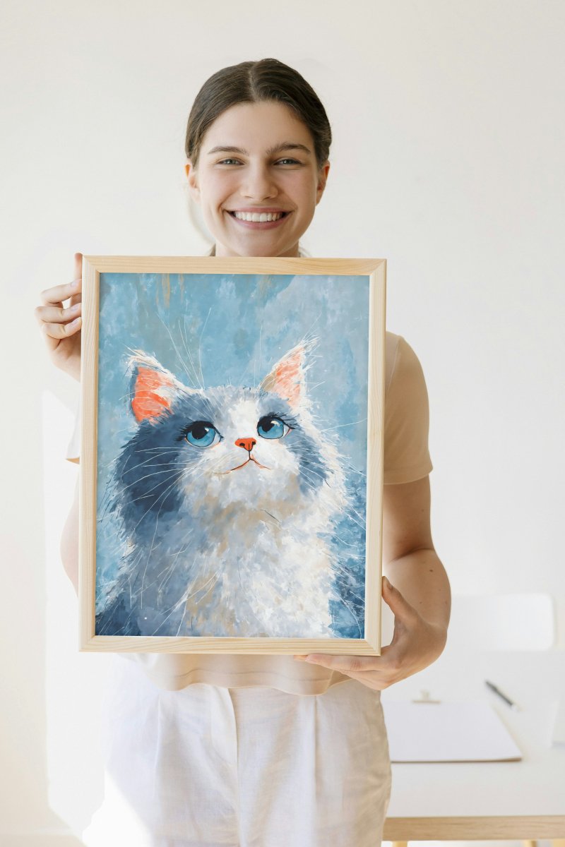 Fluffy kitty stare portrait - Art print - Poster - Ever colorful