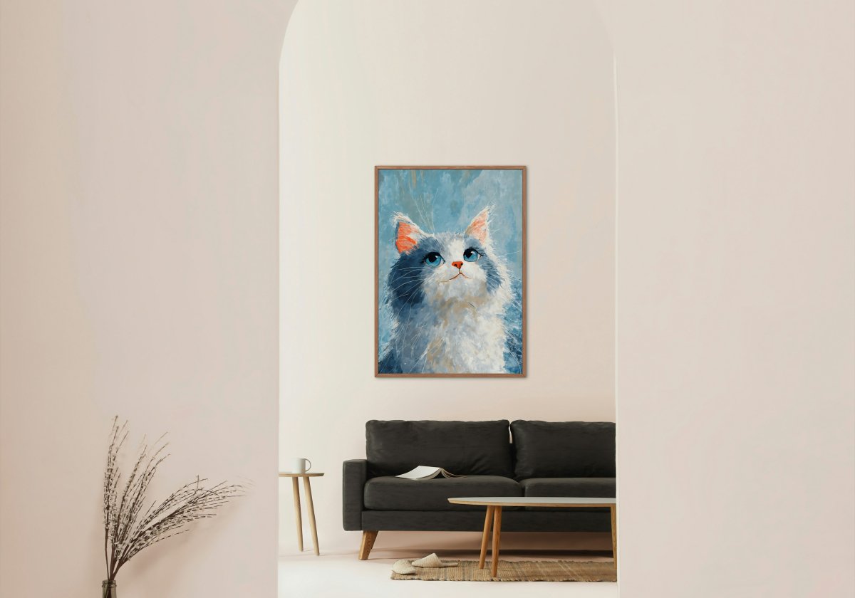 Fluffy kitty stare portrait - Art print - Poster - Ever colorful