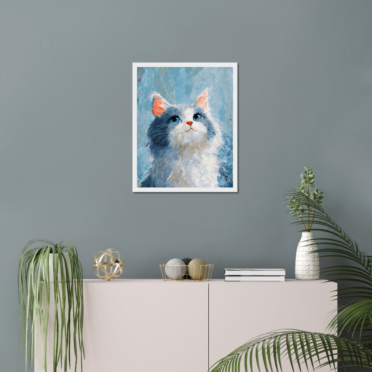 Fluffy kitty stare portrait - Art print - Poster - Ever colorful