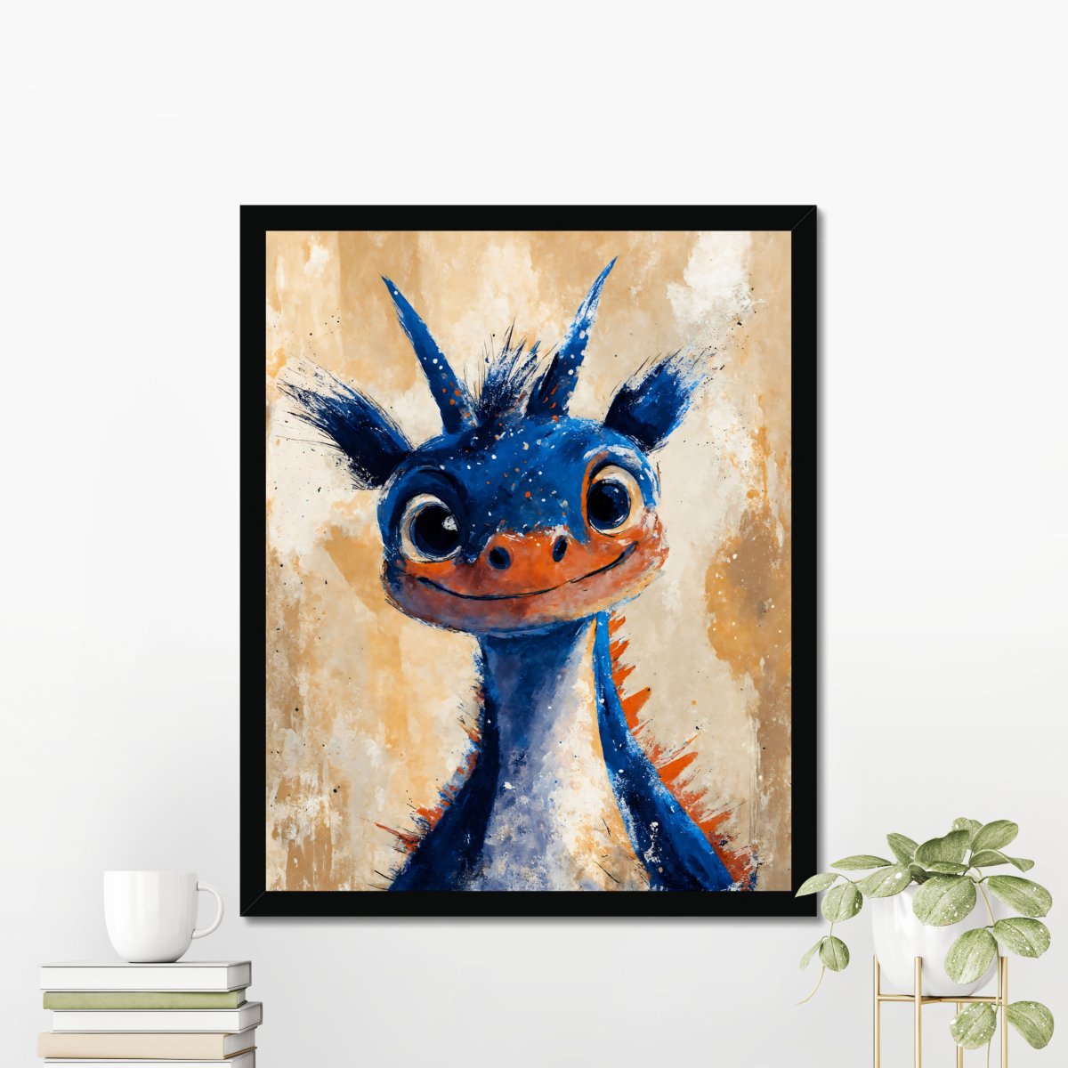 Merry blue dragon portrait - Art print - Poster - Ever colorful