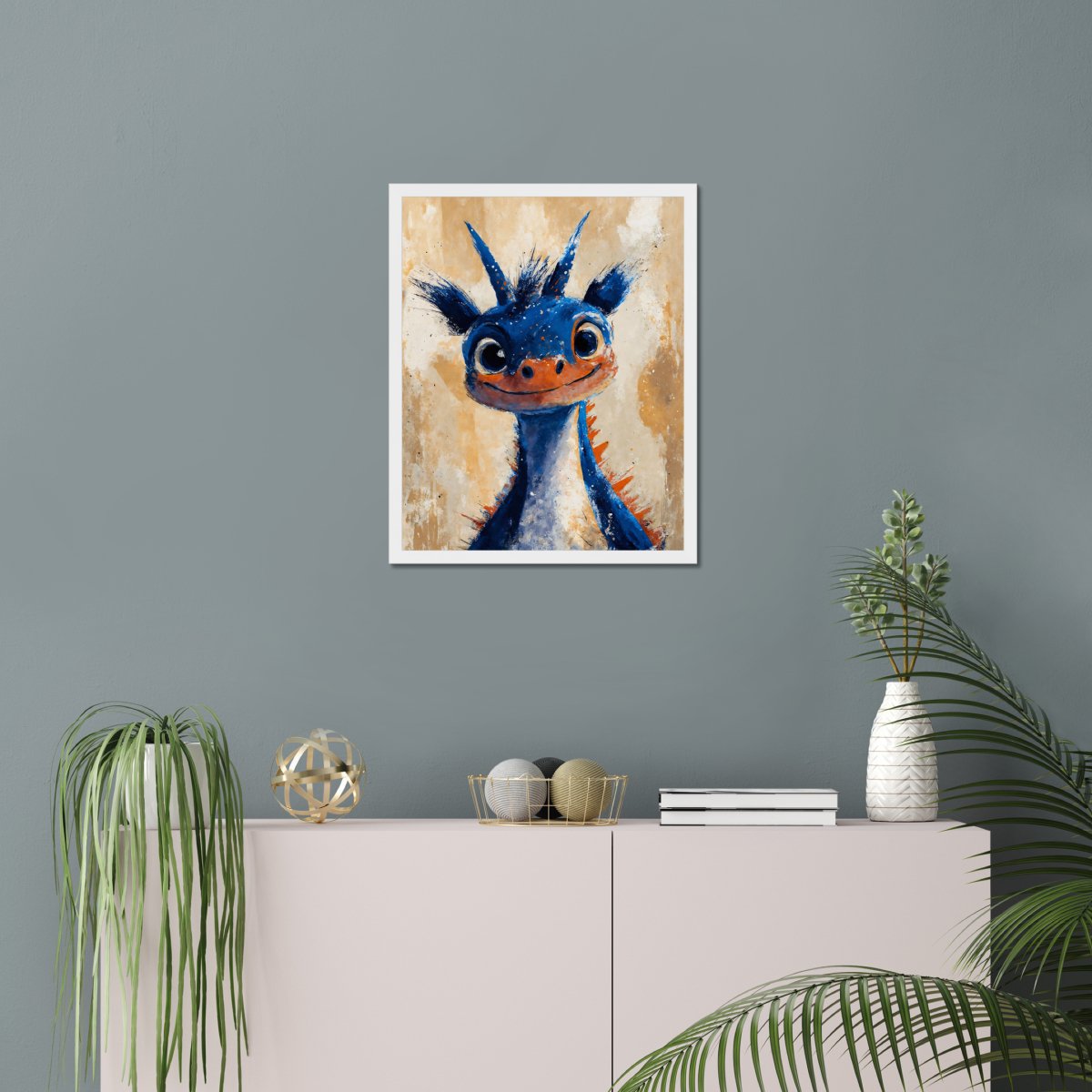 Merry blue dragon portrait - Art print - Poster - Ever colorful