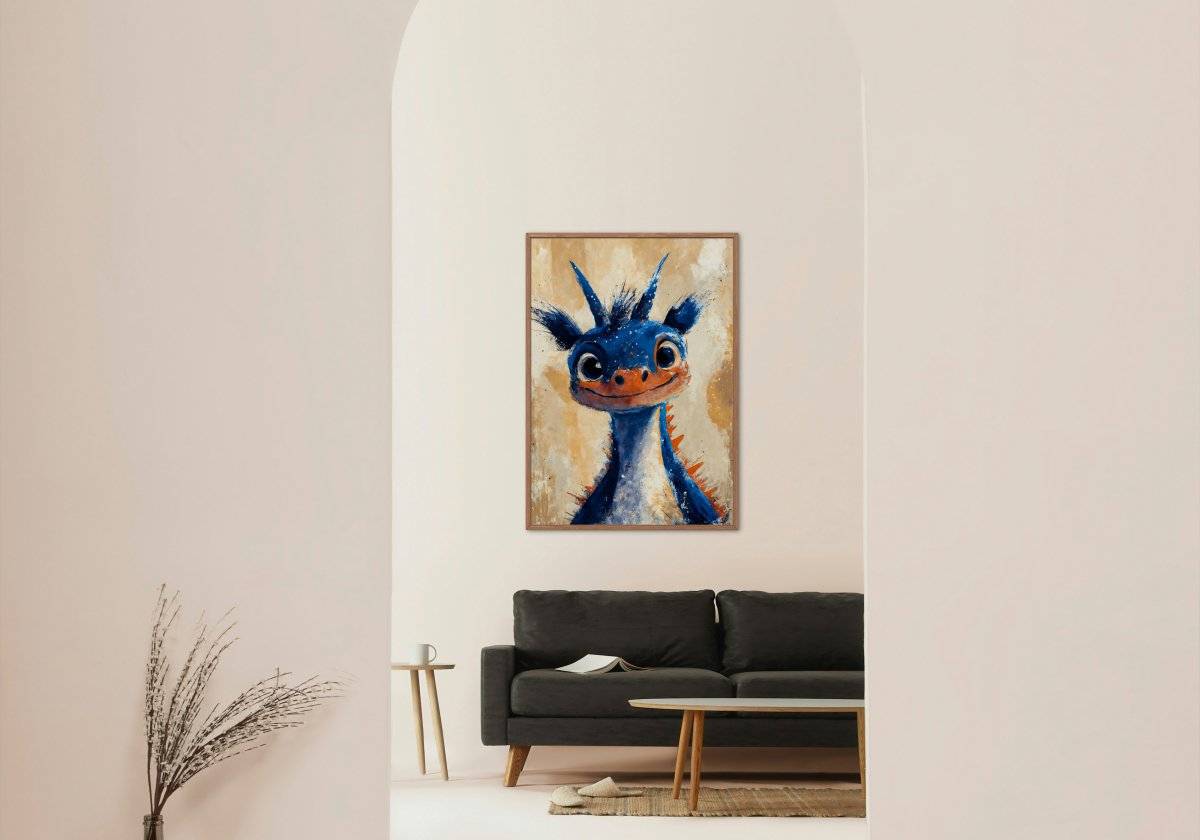 Merry blue dragon portrait - Art print - Poster - Ever colorful