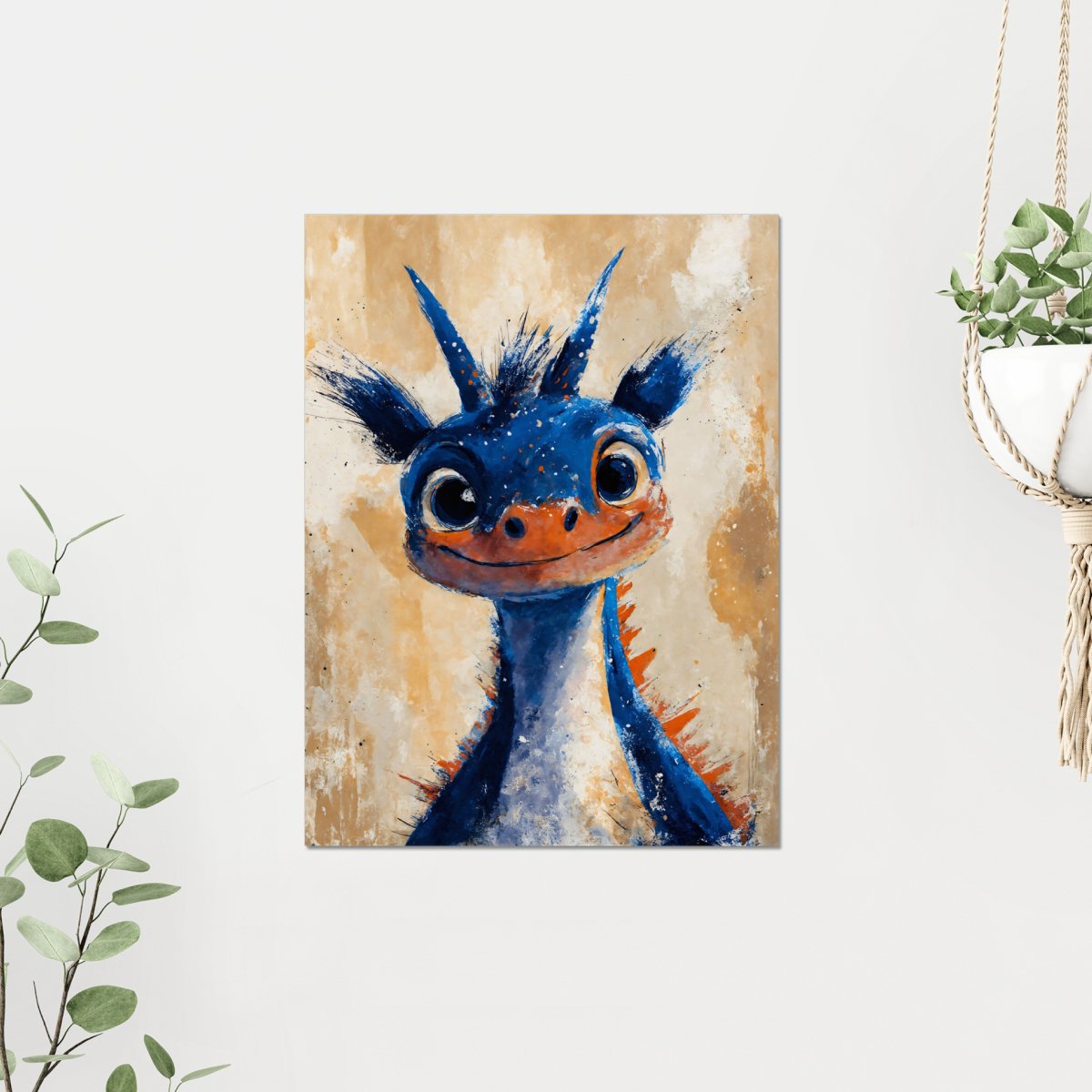 Merry blue dragon portrait - Art print - Poster - Ever colorful