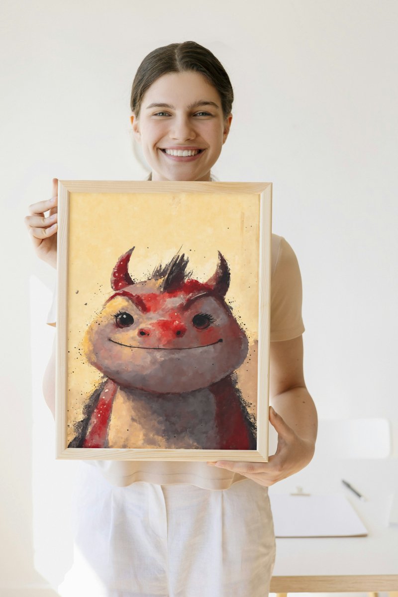 Mighty red dragon portrait - Art print - Poster - Ever colorful