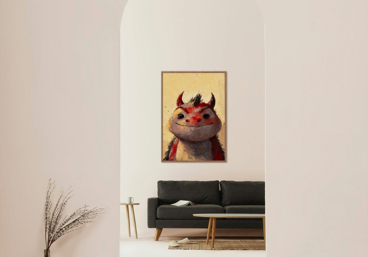 Mighty red dragon portrait - Art print - Poster - Ever colorful