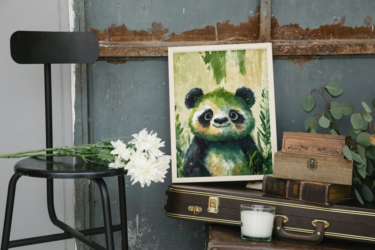 Overgrown panda portrait - Art print - Poster - Ever colorful