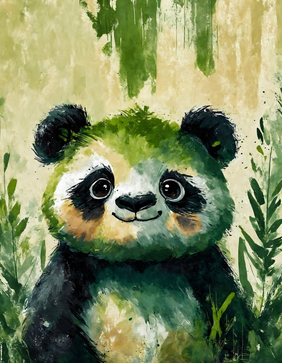 Overgrown panda portrait - Art print - Poster - Ever colorful