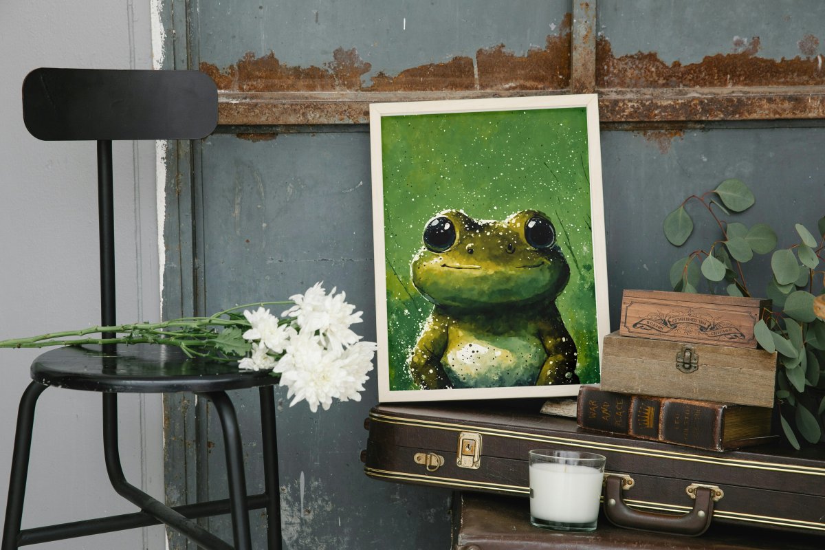 Popeyed frog portrait - Art print - Poster - Ever colorful