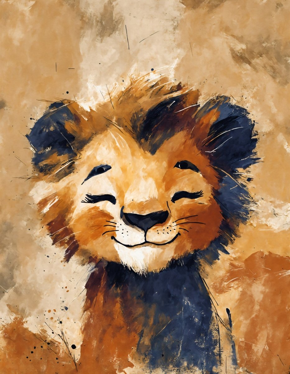 Resting lion cub portrait - Art print - Poster - Ever colorful