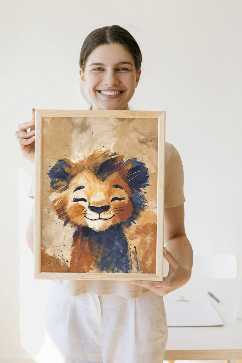 Resting lion cub portrait - Art print - Poster - Ever colorful