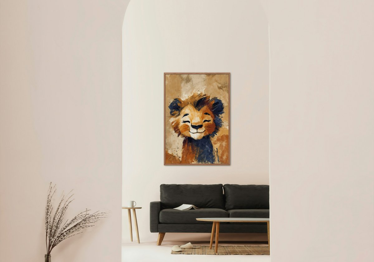 Resting lion cub portrait - Art print - Poster - Ever colorful