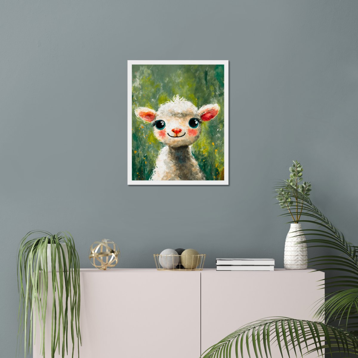 Sheep with curly fur portrait - Art print - Poster - Ever colorful