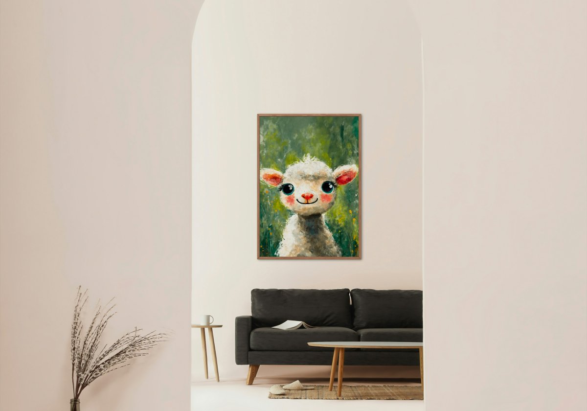 Sheep with curly fur portrait - Art print - Poster - Ever colorful