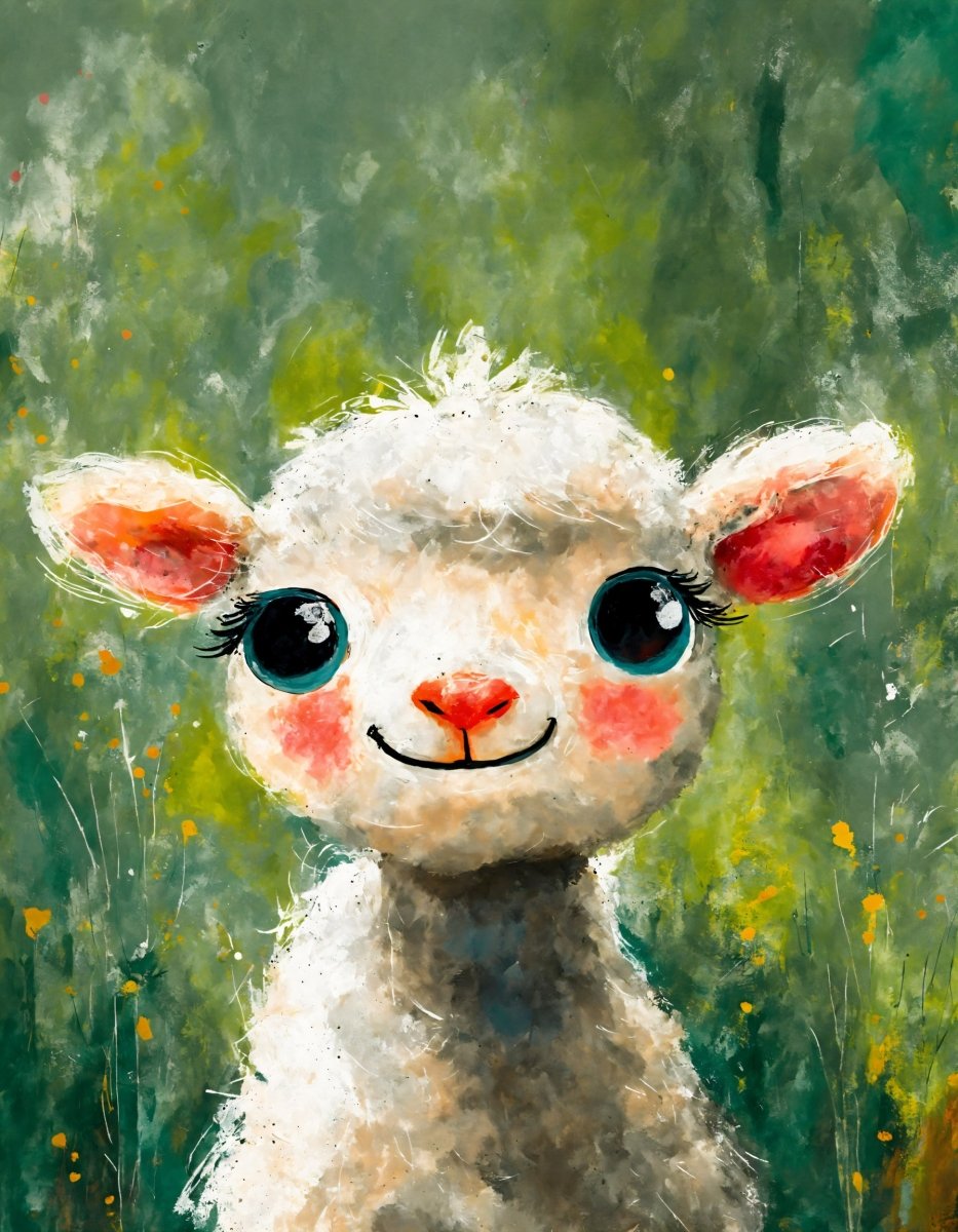 Sheep with curly fur portrait - Art print - Poster - Ever colorful