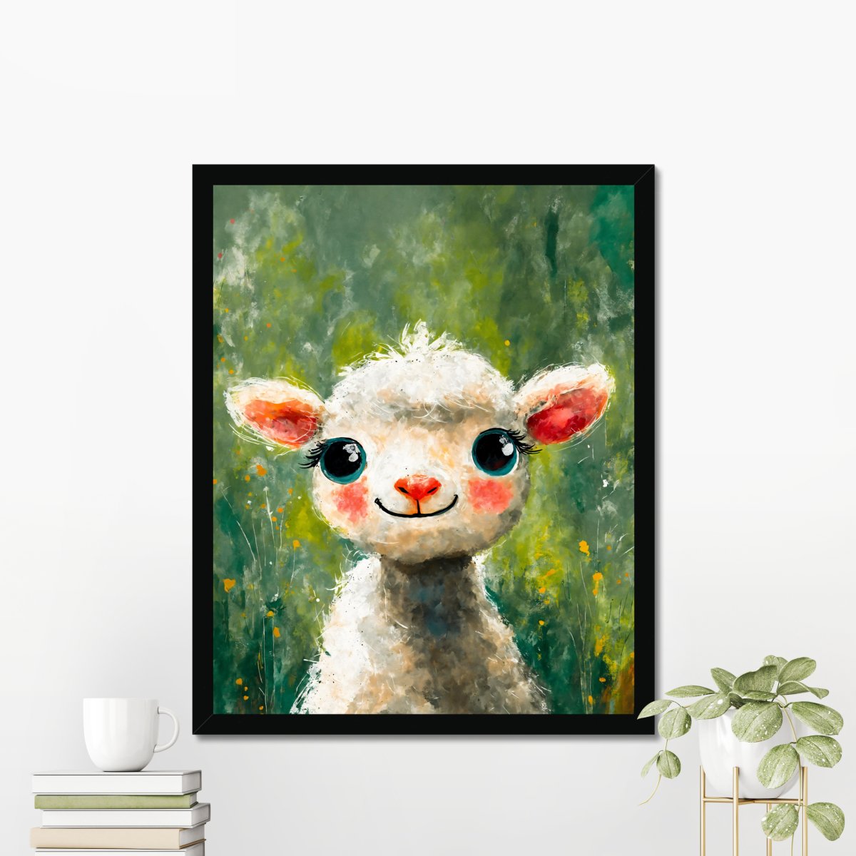 Sheep with curly fur portrait - Art print - Poster - Ever colorful