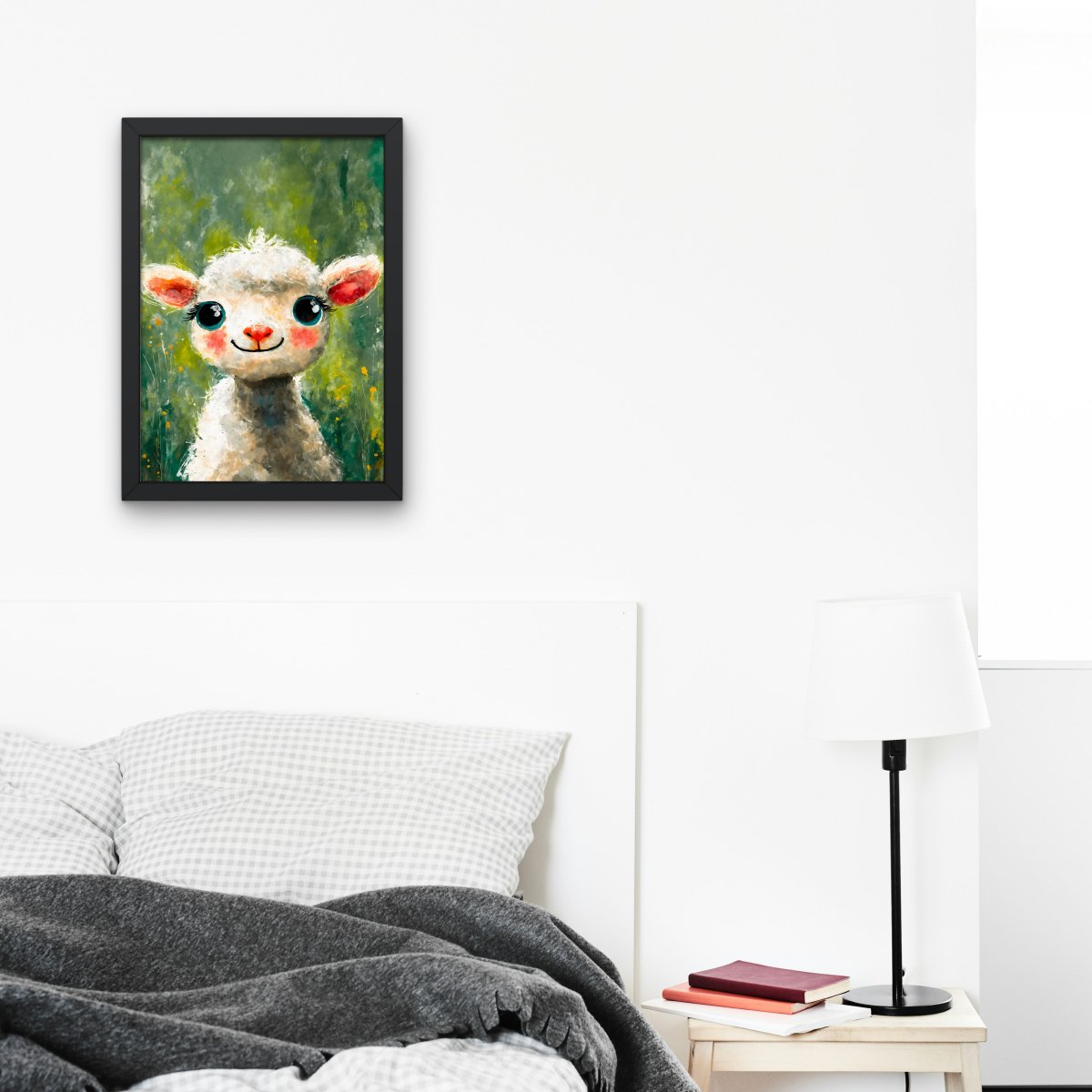 Sheep with curly fur portrait - Art print - Poster - Ever colorful