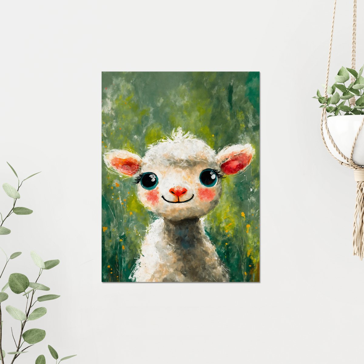 Sheep with curly fur portrait - Art print - Poster - Ever colorful