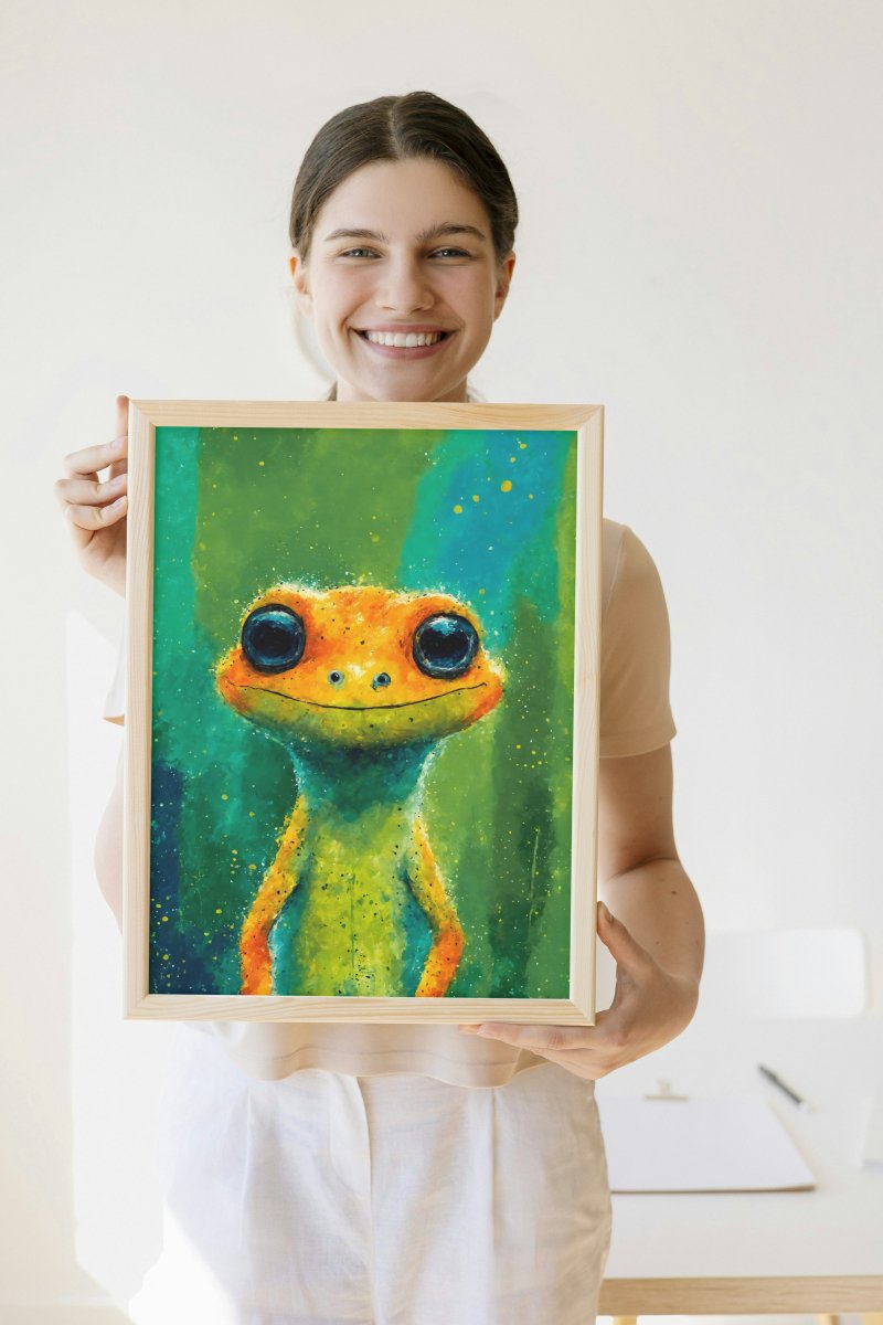 Slim baby gecko portrait - Art print - Poster - Ever colorful