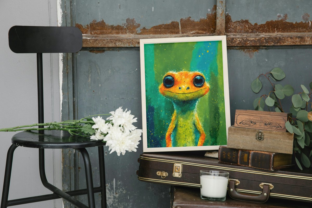 Slim baby gecko portrait - Art print - Poster - Ever colorful