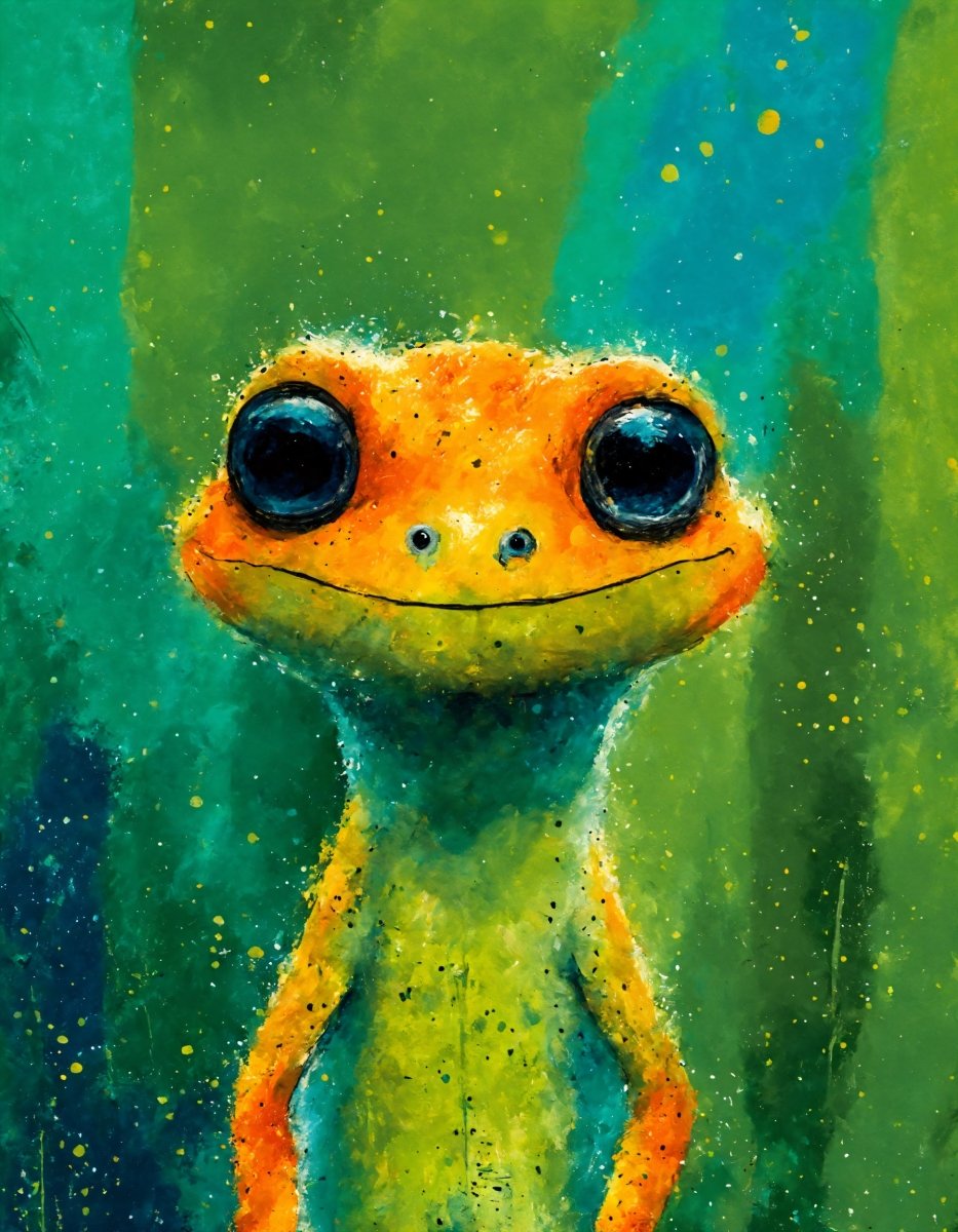 Slim baby gecko portrait - Art print - Poster - Ever colorful